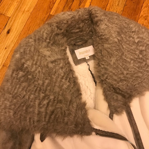 Laundry by Shelli Segal Faux Suede Coat ivory,NWOT - Picture 5 of 8